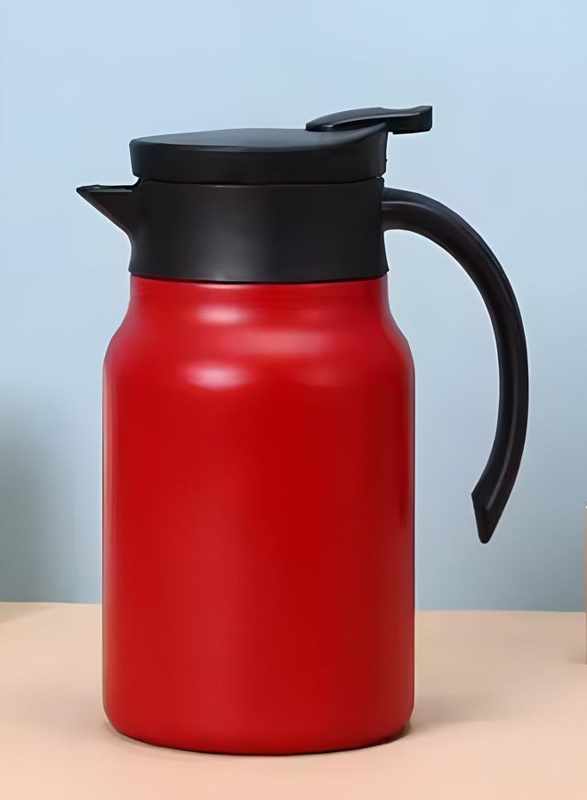 VENDLY إبريق شاي وقهوة حراري من فيندلي مع مصفاة | 1000 مل | لحفظ المشروبات ساخنة/باردة، مصنوع من الفولاذ المقاوم للصدأ ومقاوم للغبار، إبريق ماء معزول للحفلات/المنزل (أحمر) - Image 1